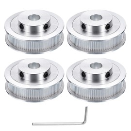 uxcell 4pcs GT-2 Pulley Synchronous Wheel 80 Teeth 10mm Bore, Fit with 10mm Width Belt, Aluminum Alloy Timing Pulley Wheel with a Wrench for 3D Printer, CNC Machine