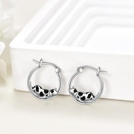 VONALA Cow Sterling Silver Hoop Earrings for Women, Cow Silver Hoop Earrings for Mum, Cow Silver Jewellery Gifts for Her, Birthdays, Anniversaries, Sterling Silver