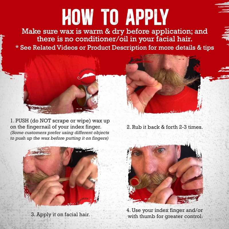 Firehouse Moustache Wax Wacky Tacky - Strong Heavy-duty Dark Mustache