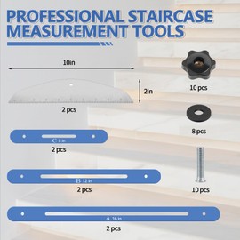 Zihvfzu Stair Tread Template Tool, 11- to 60-in. Length Stair Tread Jig for Accurately Measuring Angle and Length, Adjustable Measurement Ruler, Shelf Scribe Layout Tool for Stairs, Shelf, and Cutting