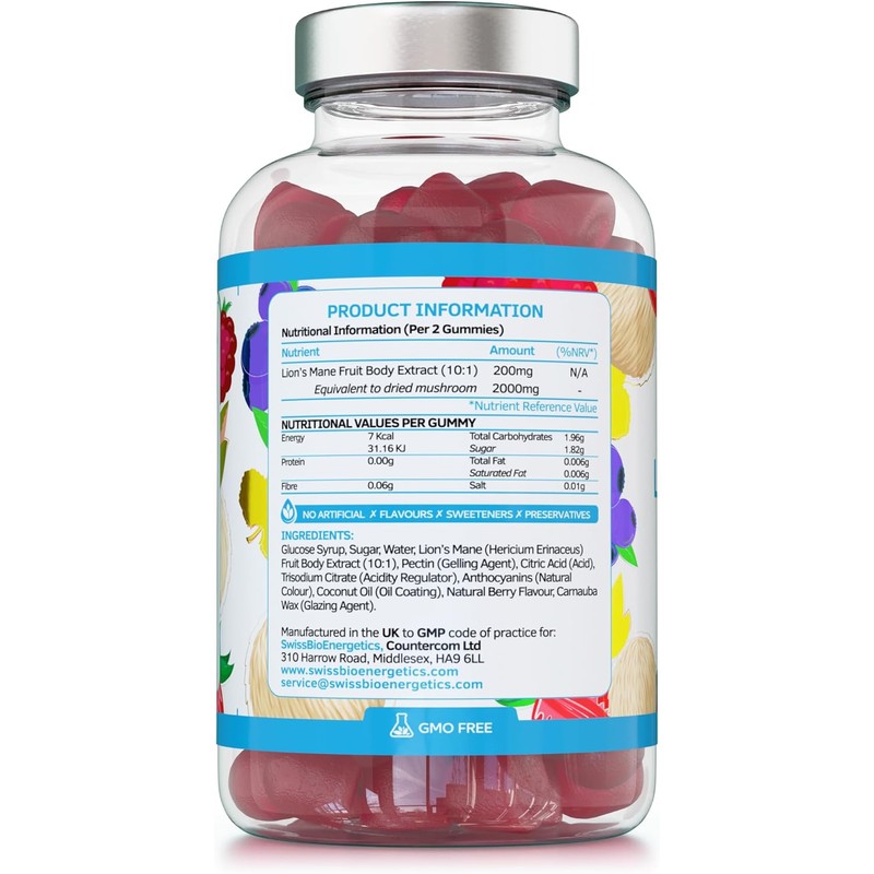 Lion's Mane Gummies 2000mg High Strength Mushroom Supplement - 60