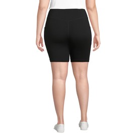 Lands' End Women's Plus Size Active High Impact 7" Pocket Bike Shorts 3X Black