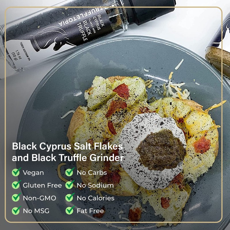 Truffletopia | Black Cyprus Salt and Black Truffle Grinder with