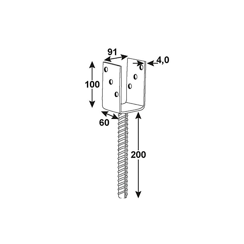 Connex HV4261 Post Anchor 91 x 60 x 100 x