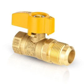 HeSun 1-Pack Straight-Flare Gas Ball Valve, 1/2-Inch FIP x 1/2-Inch OD Connection, 1/4 Turn Brass Gas Shut Off Valve