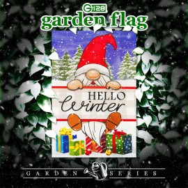 G128 Hello Winter Gnome Gifts Garden Flag 12x18 In Winter Lawn Decoration