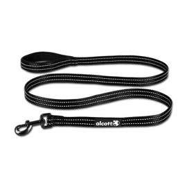 Alcott Adventure Dog Leash with Reflective Stitching & Neoprene Padded Handle, Large, Black