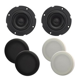 Magnadyne 2.75" Flush Mount Midrange Speaker Set for Car or Home Audio: 80W Peak Power Pair, 6 Ohm, 87 dB Sensitivity - Includes White & Black Grills (Speaker Pair with White and Black Grill Set)