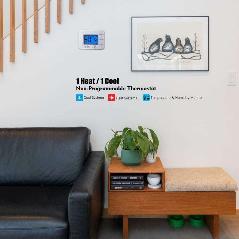 Non Programmable Thermostat for Home - Single Stage 1H/1C, with