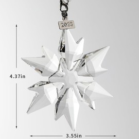 SIYOUKI 2023 Crystal Christmas Ornaments 4pcs/Set Colorful and Clear Crystal Snowflake Crystal Star Christmas Ornament Car Hanging Ornaments Window Ornament (2023 4pcs)