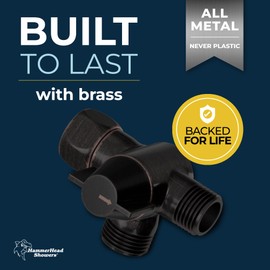 All Metal 3-Way Shower Arm Diverter Valve for Dual Shower Head Combo, Oil Rubbed Bronze | Connects Both Fixed and Hand Held Showerheads To Shower Arm