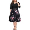 BEDOAR Women Plus Size Wedding Guest Midi Dress-3/4 Sleeve V