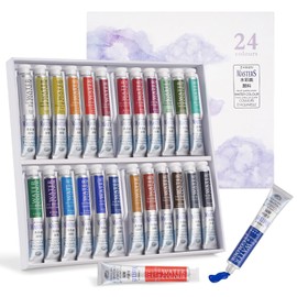 LIGHTWISH Professional Watercolor Paint Tube Set Artist Grade, 9 ML 24 Vivid Colors Art Supplies, Premium Non Toxic Water Colors Paint for Adults, Artists & Hobby