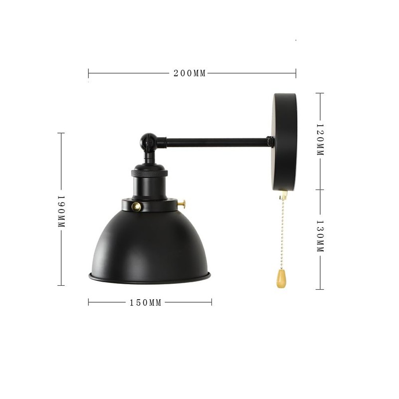 Bagkcopp Industrial Black Wall Sconces Light with Pull Chain Switch,Wall