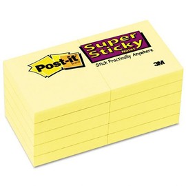 Post-it : Super Sticky Notes, 2 x 2, Canary Yellow, 10 90-Sheet Pads per Pack -:- Sold as 2 Packs of - 10 - / - Total of 20 Each