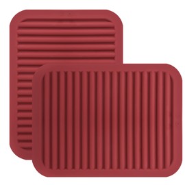 IFFMYJB Trivets for Hot Dishes, Hot Pots and Pans, Hot Pads for Kitchen Counter, Versatile & Durable Heat Resistant Silicone Trivets, Multi-Purpose Trivets Mats, Red Silicone Pad Mats 2 Pack