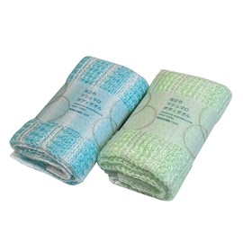 Knit kobo.h Body Towel, Set of 2, Foaming Marshmallow Corn Fiber, Soft, Approx. 9.1 x 39.4 inches (23 x 100 cm), Made in Japan, Polylactic Acid (Blue/Green)