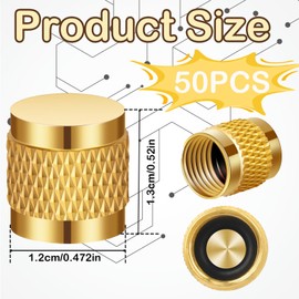 Incycall 50Pack 1/4'' Flare Cap, Round Brass HVAC Locking Caps, W/Neoprene O-Ring Seal AC Service HVAC Valve Caps