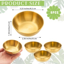 Teenyyou 6 Pcs DIY Face Mask Mixing Bowl 3.23 Stainless Steel Esthetician Facial Mask Bowl Facial Small Mixing Esthetician Supplies for Lady Women Skincare Home Salon Cosmetic Beauty (Gold)