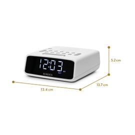 Roberts ORTUSFM FM Digital Clock Radio with Bluetooth, Alarms and a Large LCD Display, White