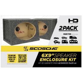 Scosche SE69KT2-WP1 6x9 Car Audio Speaker Boxes - Premium MDF Enclosure for Clear Sound - Durable Construction for Optimum 6x9 Speaker Performance - MDF Subwoofer Box Enclosures - Set of 2 Boxes