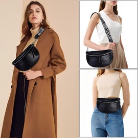 Cokaca Kleine Umhängetasche Damen, Leder Bauchtasche Damen Stylisch, Crossbag Damen mit Münzbeutel Schwarz Gürteltasche mit Wechselgurt ideal für den Alltag und auf Reisen