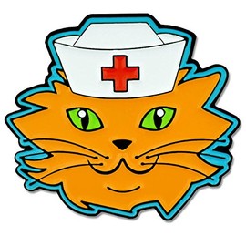 PinMart Cat with Nurse's Cap Nursing Medical Enamel Lapel Pin - 5 Pack