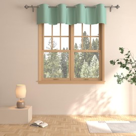 Valance Curtain 16 inches Long Living Room Darkening Grommet Top Triple Weave Window Curtain Valance Blackout Bedroom 1 Panel 52"x16" Light Green
