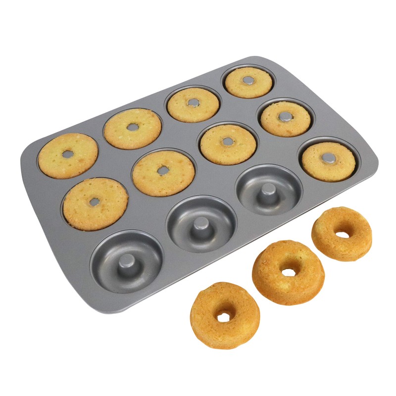 PME Non Stick 12 Cup Mini Donut Pan, Carbon Steel,