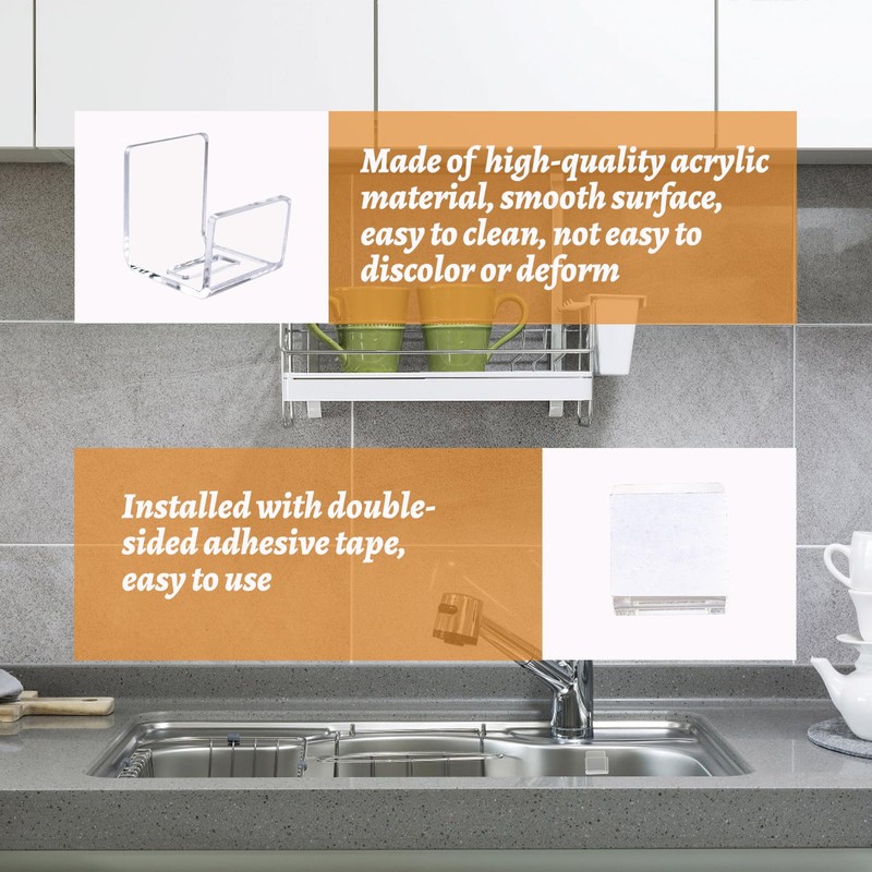 MOROBOR Adhesive Sponge Holder, 2pcs Acrylic Dish Sponge Holders for