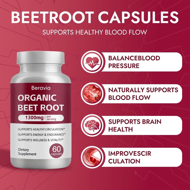 Beravia Beet Root Capsules | Antioxidant Formula - Vegan, Non-GMO,