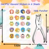 160 PCS Punch Cards for Classroom with Hole Puncher, Reward