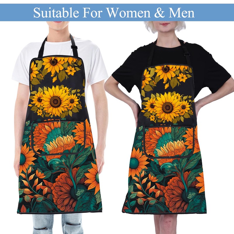CMNIM Sunflower Apron for Gardening, Cooking, Kitchen, Chef, Baking -
