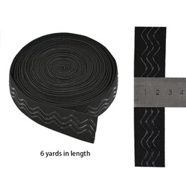 YANTAISIYU Black Elastic Band, 1 Inch x 6 Yard, Wavy-Shape Silicone Grip, Non-Slip, Wig Making Accessories