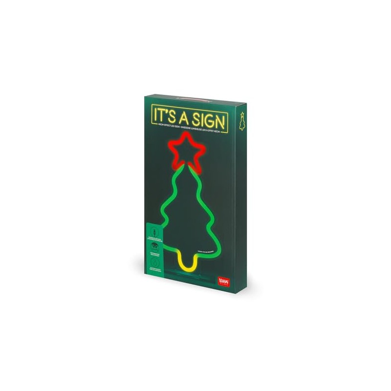 Legami - Neon Effect LED Light Up Sign Christmas Tree