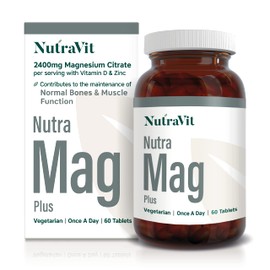 NUTRAMAG Plus - 2400mg Magnesium Citrate Tablets | Magnesium Tablets – 60 Super Strength Tablets - Magnesium Supplements for Women and Men – Contains Zinc, Vitamin B3, B12 and D3 - NutraVit