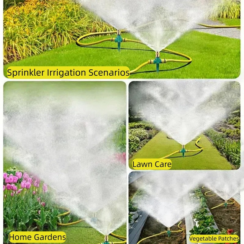 Metal Lawn Sprinkler, Automatic Brass Sprinkler with Spike Base, 360°