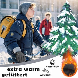 Generisch Kids Cycling Ski Gloves Touch Screen Waterproof Windproof Warm Grey Unisex Youth Adult