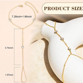 Auiremrti 18K Gold-Plated Hand Chain with Rhinestones - Waterproof Titanium Steel Jewellery - Women's Bracelet - Elegant Gift for Special Occasions, Rhinestone