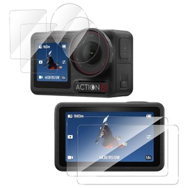 [2+2+2 Sheets] For DJI Osmo Action 5 Pro Glass Film | 2 for Main Screen + 2 Subscreen + 2 LED Protective Film Mosasa DJI Osmo Action 5 Pro Glass Film Protective Film Shock Absorption 9H Hardness