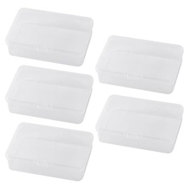 ccHuDE 5 Pcs Plastic Clear Rectangle Boxes Transparent Small Items Storage Cases Bead Organizing Boxes Empty Storage Organizers Mini Organization Containers with Hinged Lid for Crafts
