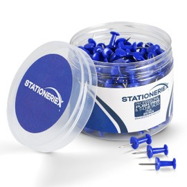 215 Push Pins for Bulletin Board Thumb Tacks for Wall Corkboard Map Calendar Photo -Home Office Craft Projects Heavy Duty Plastic Head Steel Pin (Blue)