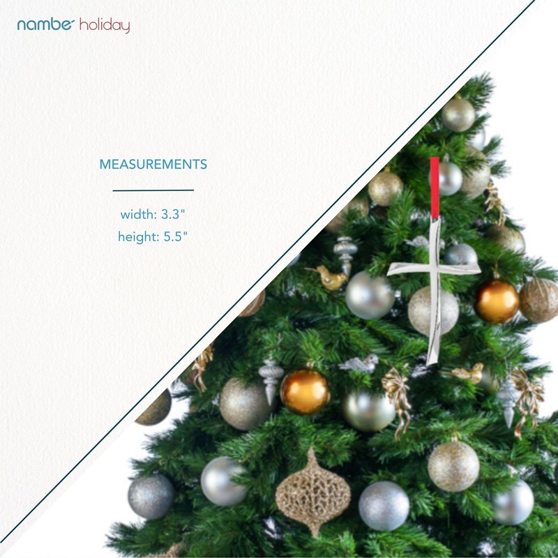 Nambé Holiday Nouveau Cross Ornament – Silver-Plated Religious Tree Decoration,