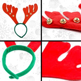 20 Christmas Deer Reindeer Antlers Headband Hairband with Bells Party Prop (Hairband with Bell) (Set of 20)
