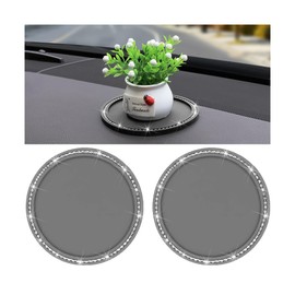 CGEAMDY 2 Stück Auto Anti Rutsch Matte, Bling Antirutschmatte Auto Armaturenbrett, Bling Strass Auto Klebepad rutschfeste, Bling Strass Antirutschmatte, Automobiles Innenraumzubehör(Grau)