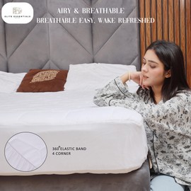 Elite Essentials Quilted Soft Mattress Protector With 110 GSM Microfiber Fill - Noiseless & Antiallergy Double Mattress Protector (137x190cm) with Deep 30cm Skirt - White