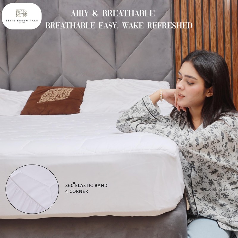 Elite Essentials Quilted Soft Mattress Protector With 110 GSM Microfiber