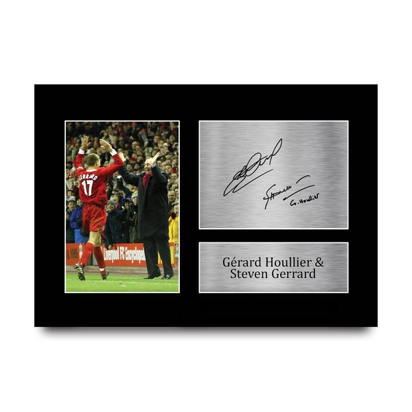 HWC Trading A4 Gerard Houllier & Steven Gerrard Liverpool Cadeaux imprimés photo autographe signée pour les fans de football et les supporters - A4