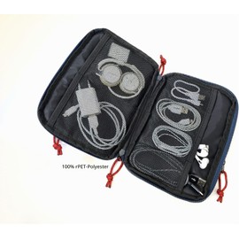 Troika Business Tech Pouch 2 Cable Bag for Electronic Accessories Polyester in Blue Dimensions: 23.5 cm x 17 cm x 3.5 cm BGO44/DB