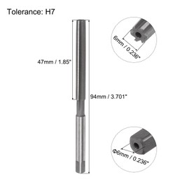 sourcing map Hand Reamers, 6mm H7 Metric Reamer Drill Bit for Metal Wood Hole Reaming, Straight Flute High Speed Steel (HSS) Tool